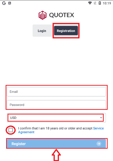 Launch the app, and on the main screen, select the Register button